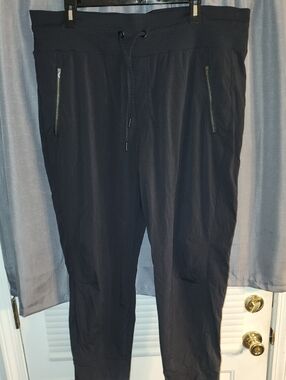 Athleta Black Drawstring Joggers with Zip Pockets